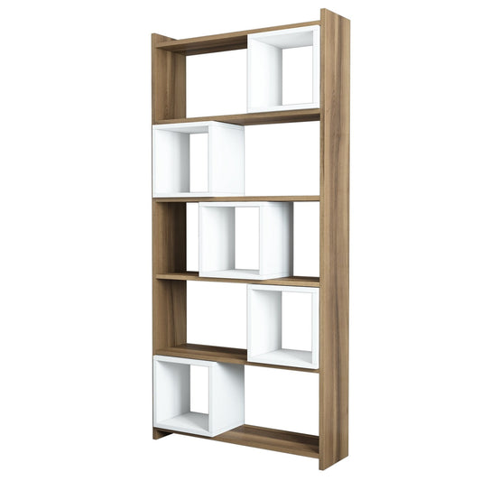 Polica za knjige, Box - Walnut, White