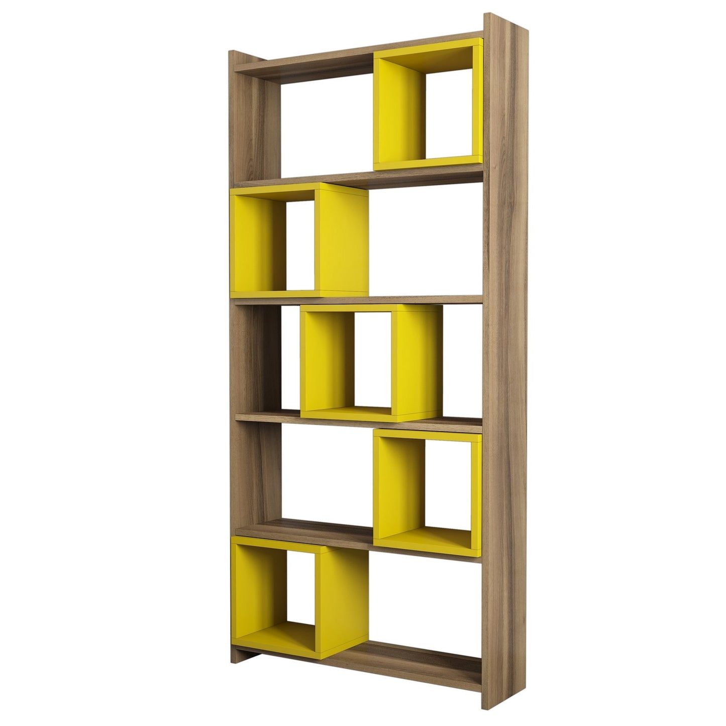 Polica za knjige, Box - Walnut, Yellow