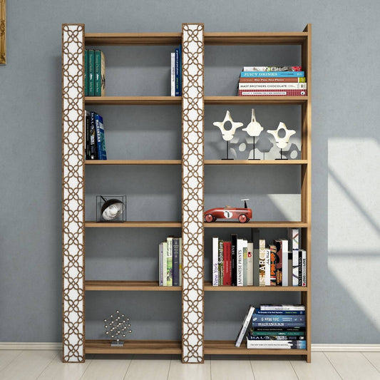 Polica za knjige, City 2 - Walnut, White