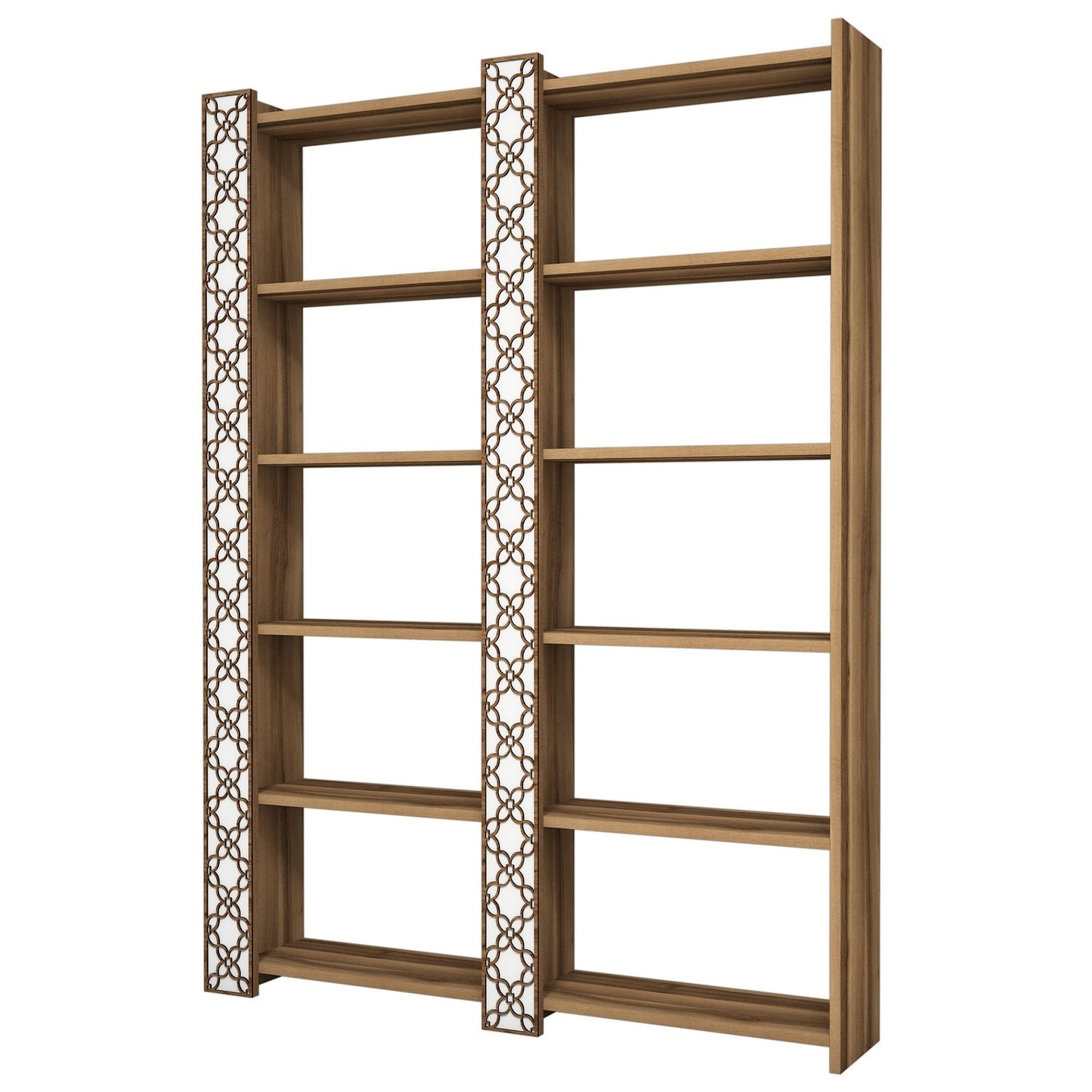 Polica za knjige, City 2 - Walnut, White