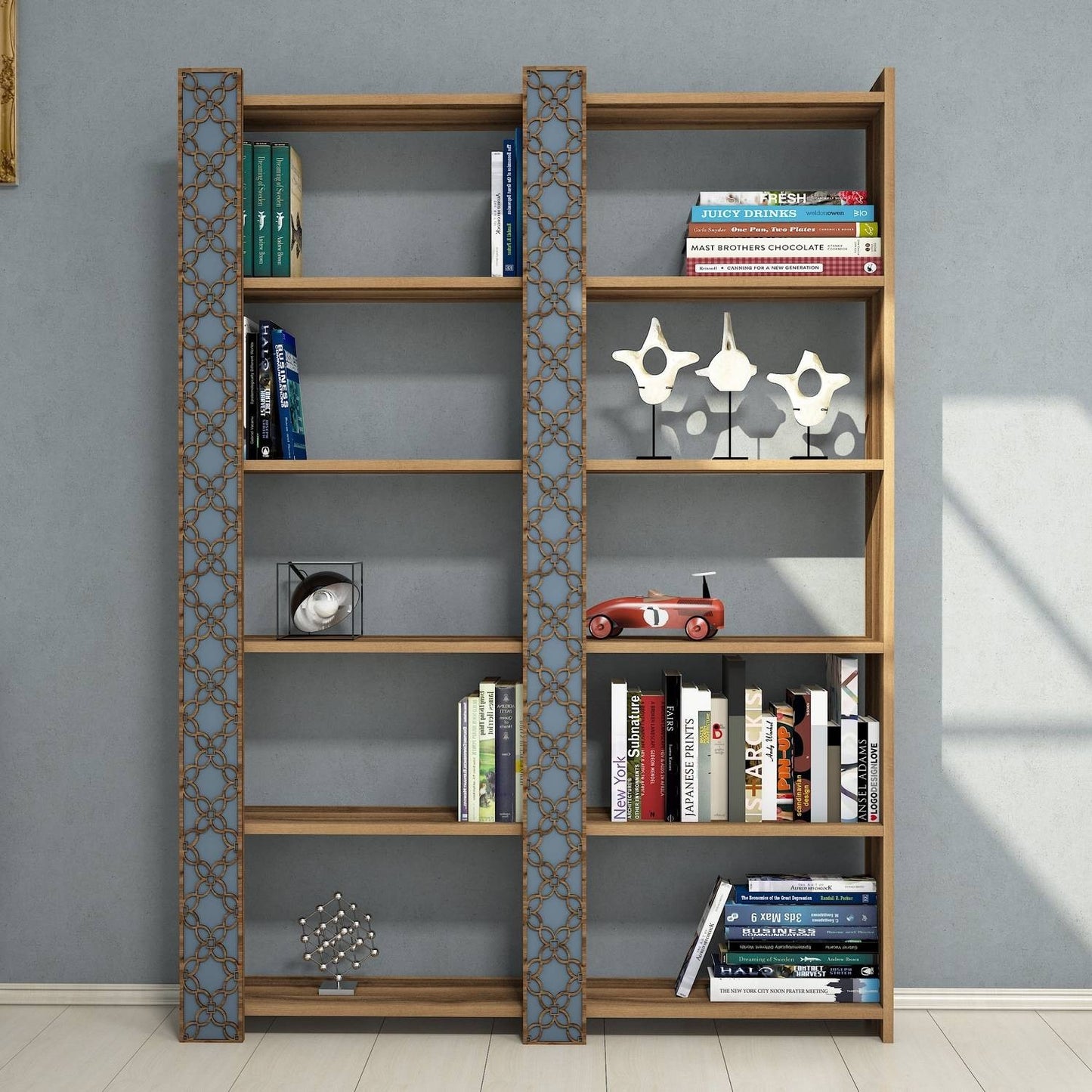 Polica za knjige, City 2 - Walnut, Chalcedony