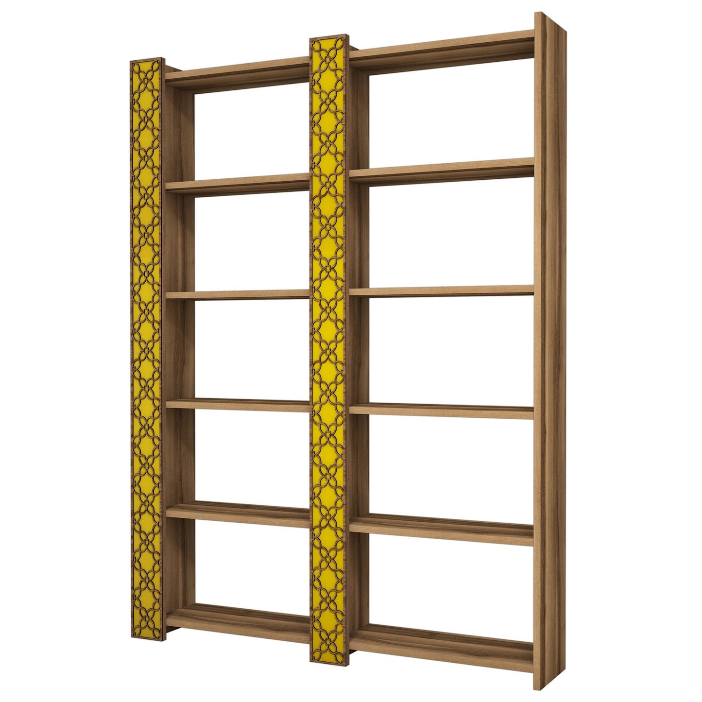 Polica za knjige, City 2 - Walnut, Yellow