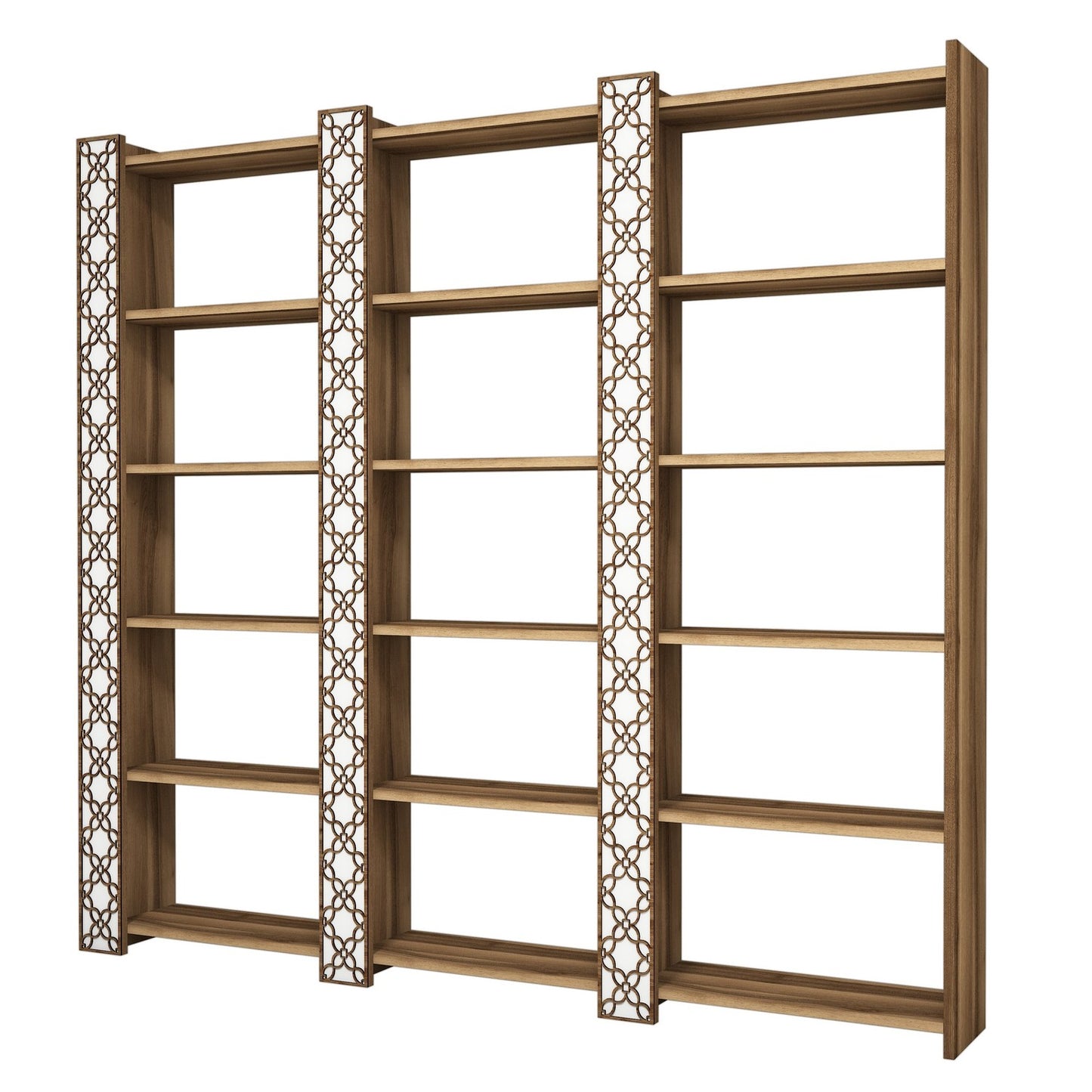 Polica za knjige, City 3 - Walnut, White