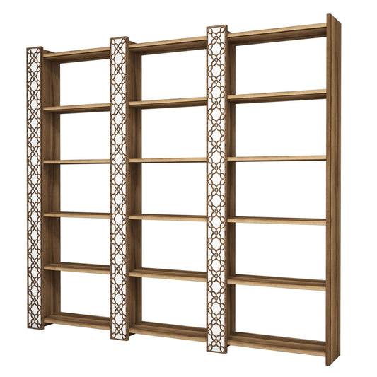 Polica za knjige, City 3 - Walnut, White
