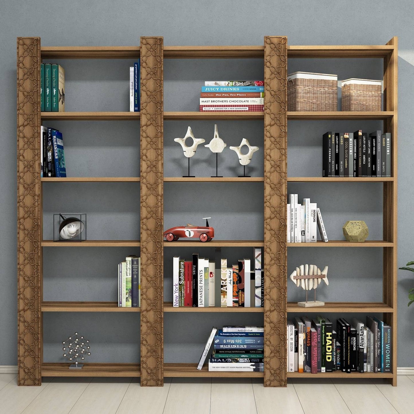 Polica za knjige, City 3 - Walnut, Walnut