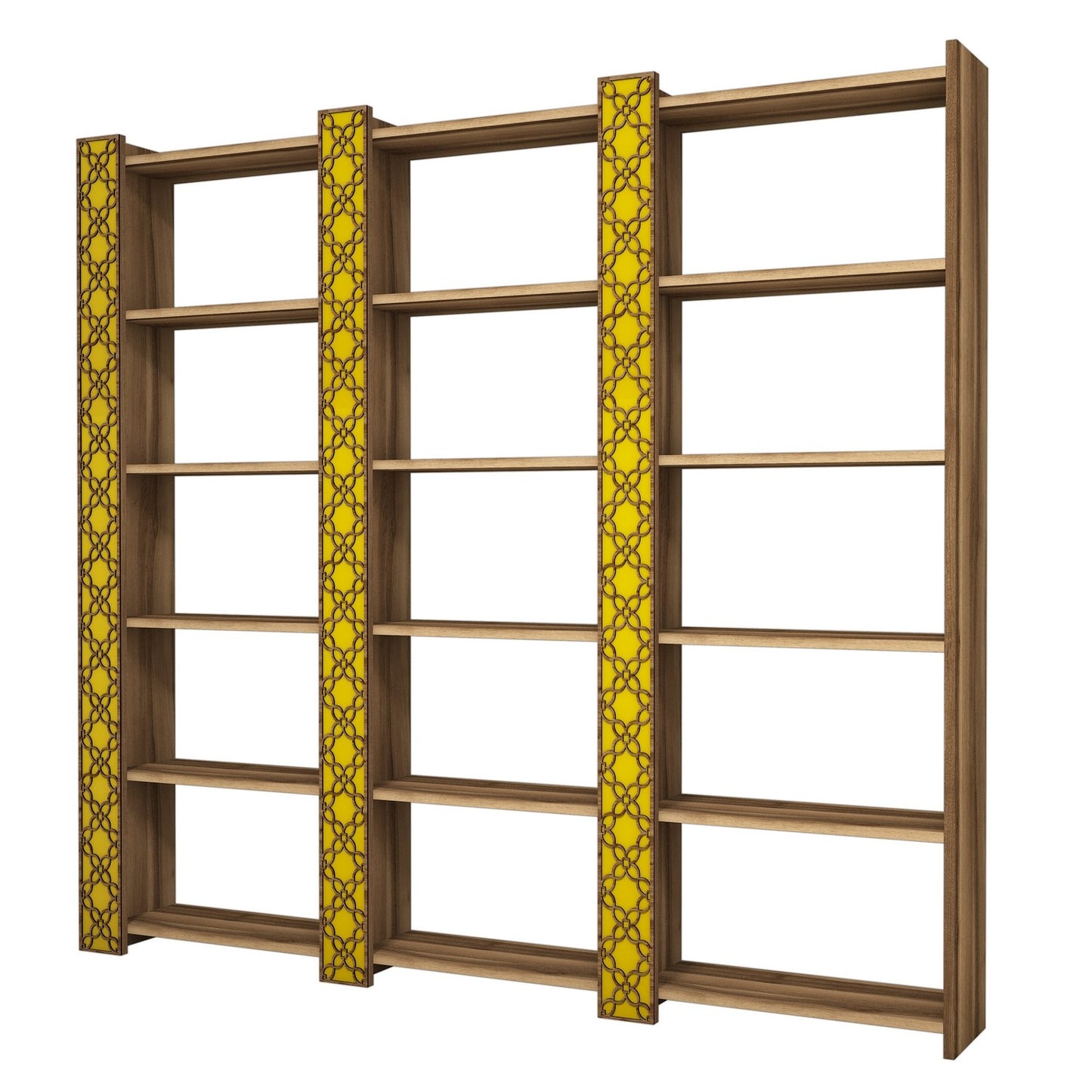 Polica za knjige, City 3 - Walnut, Yellow
