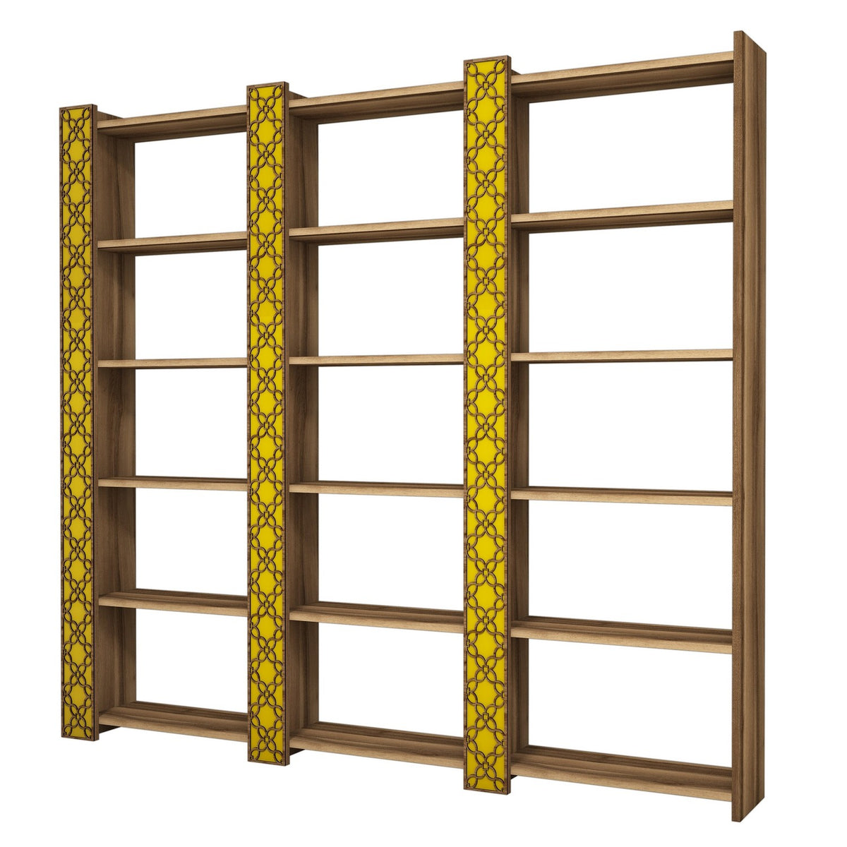 Polica za knjige, City 3 - Walnut, Yellow