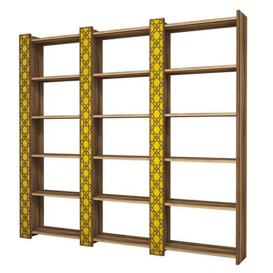 Polica za knjige, City 3 - Walnut, Yellow