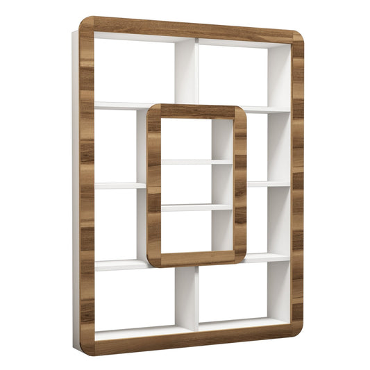 Polica za knjige, Orkide - White, Walnut