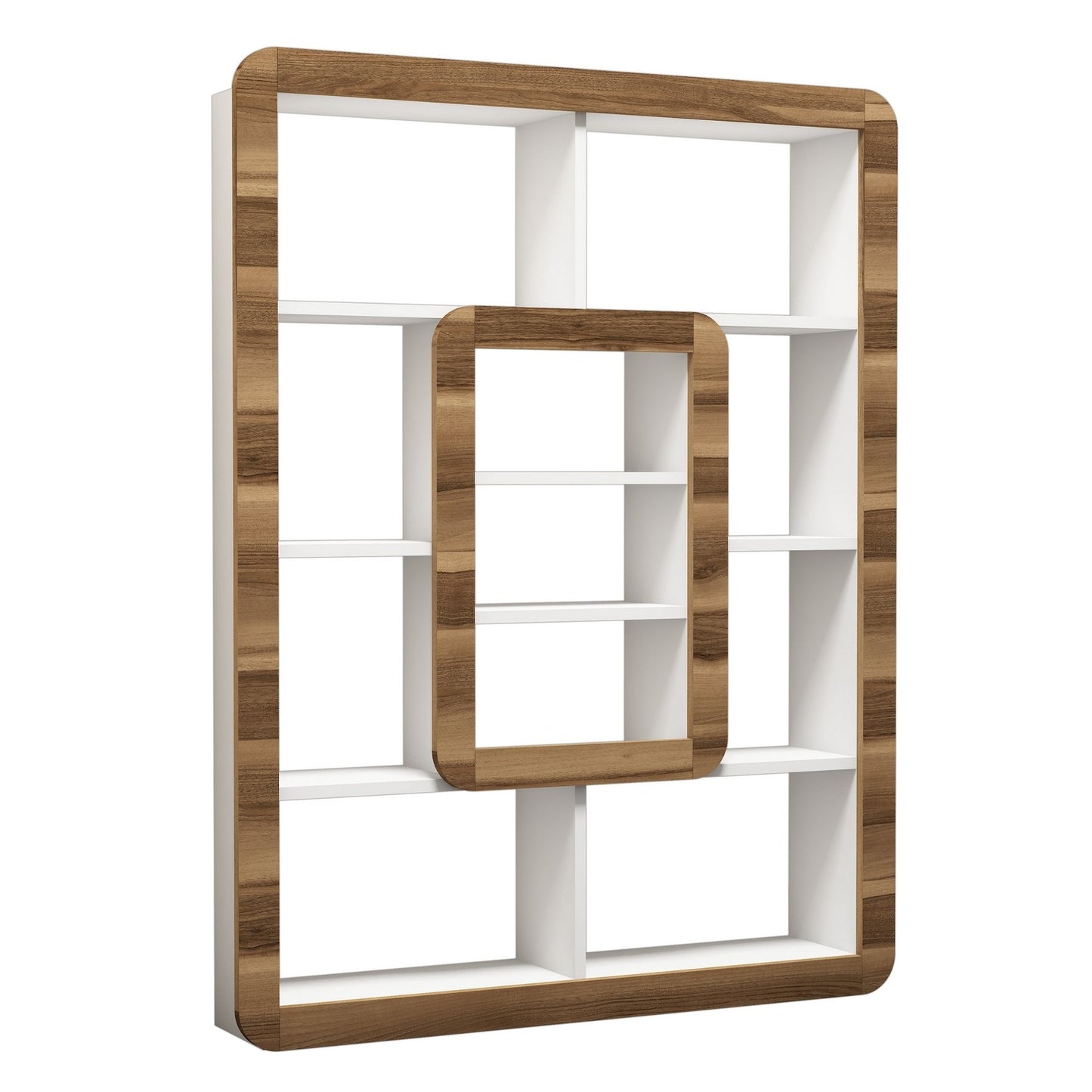 Polica za knjige, Orkide - White, Walnut