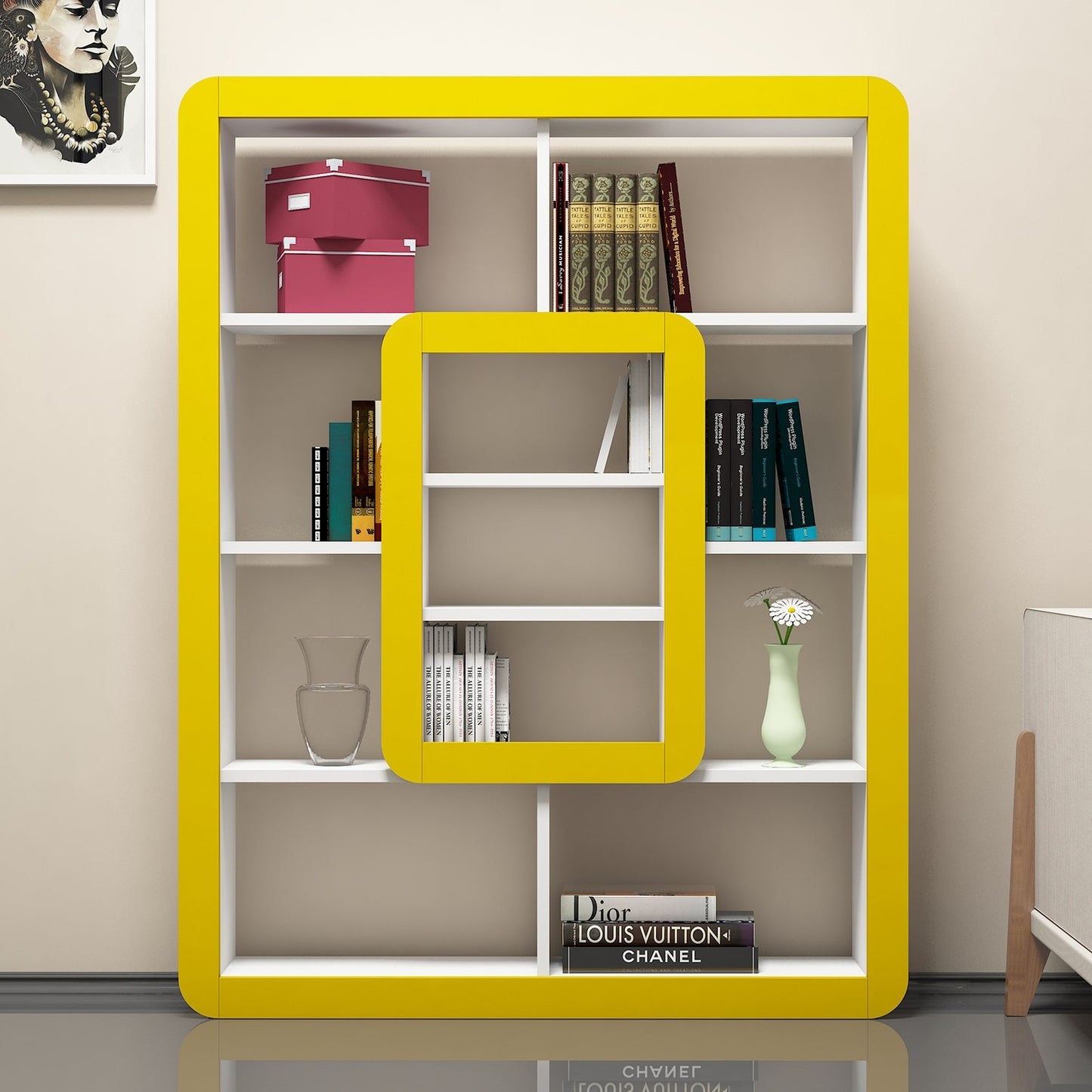 Polica za knjige, Orkide - White, Yellow