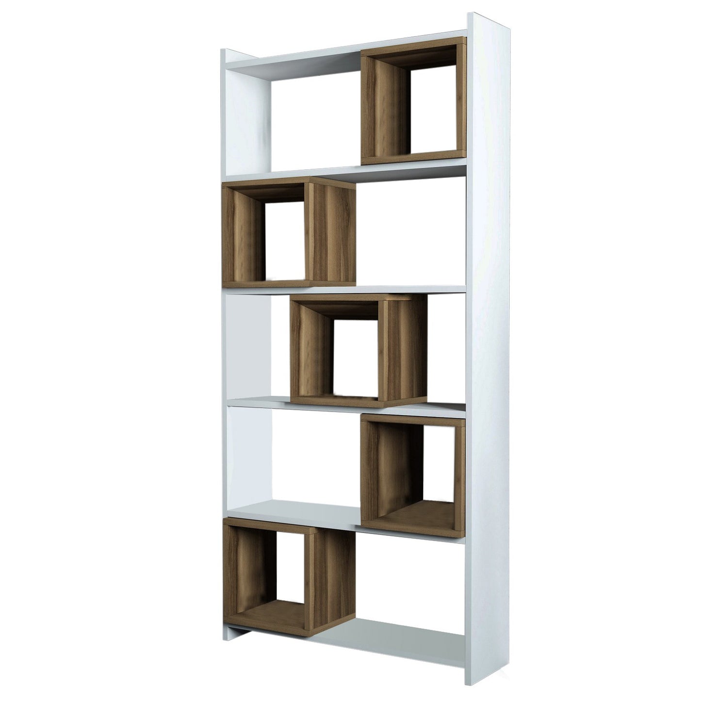 Polica za knjige, Box - White, Walnut