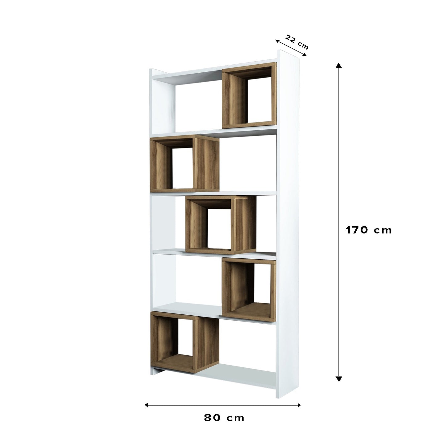 Polica za knjige, Box - White, Walnut