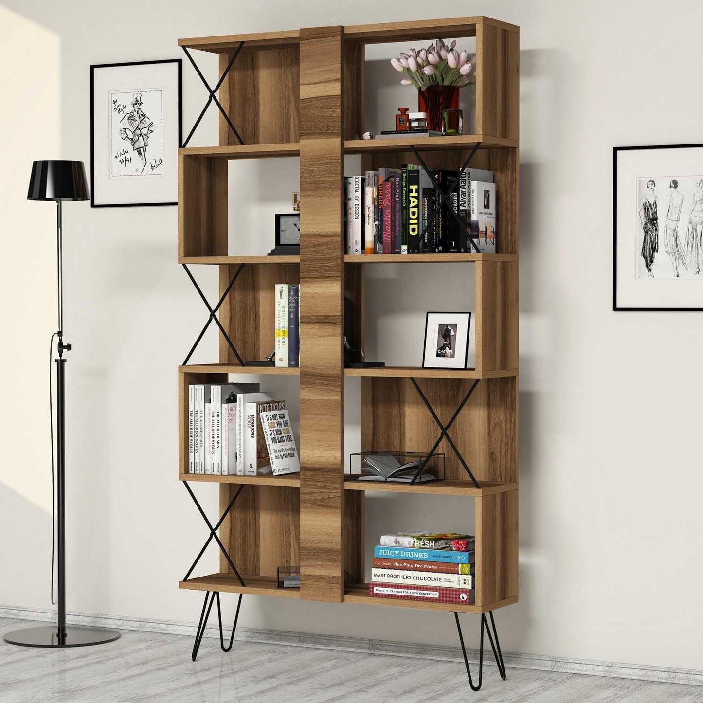 Polica za knjige, Extra - Walnut