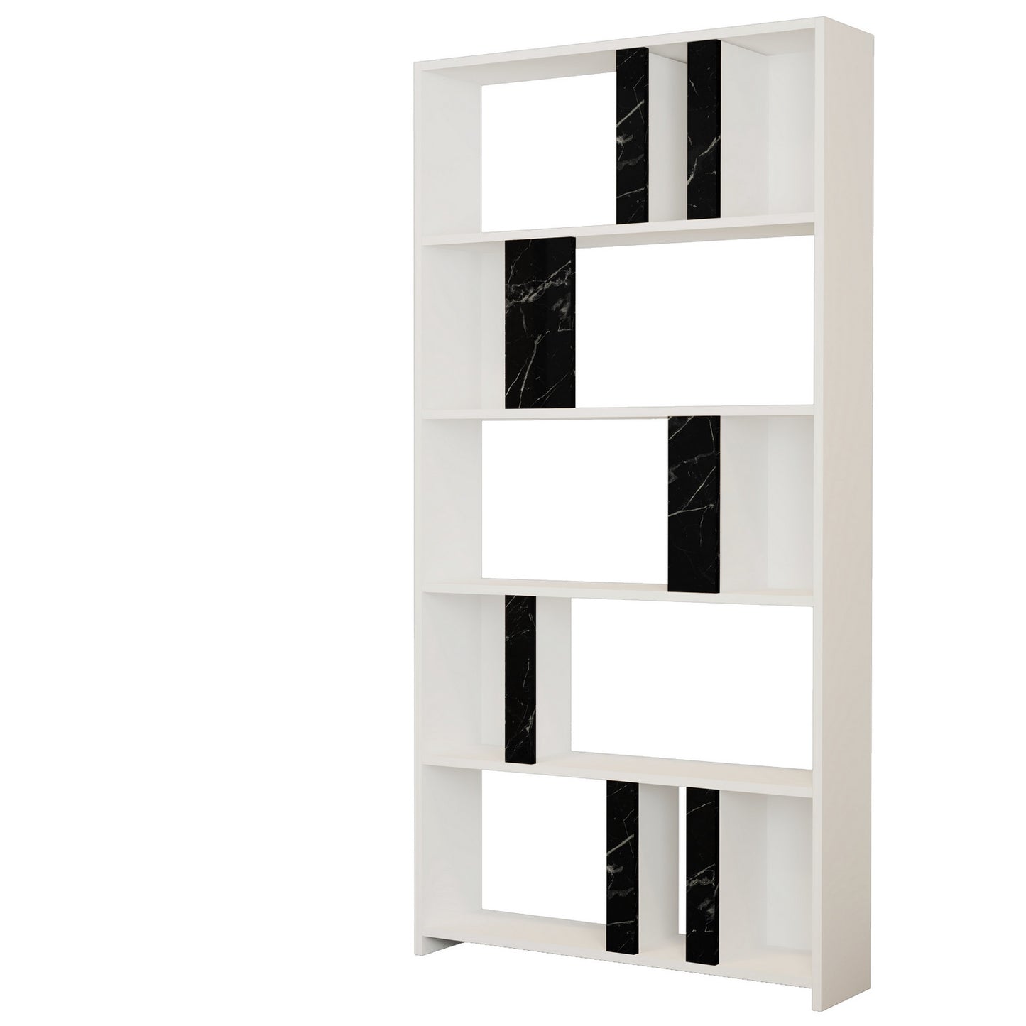 Polica za knjige, Lima - White, Black Marble