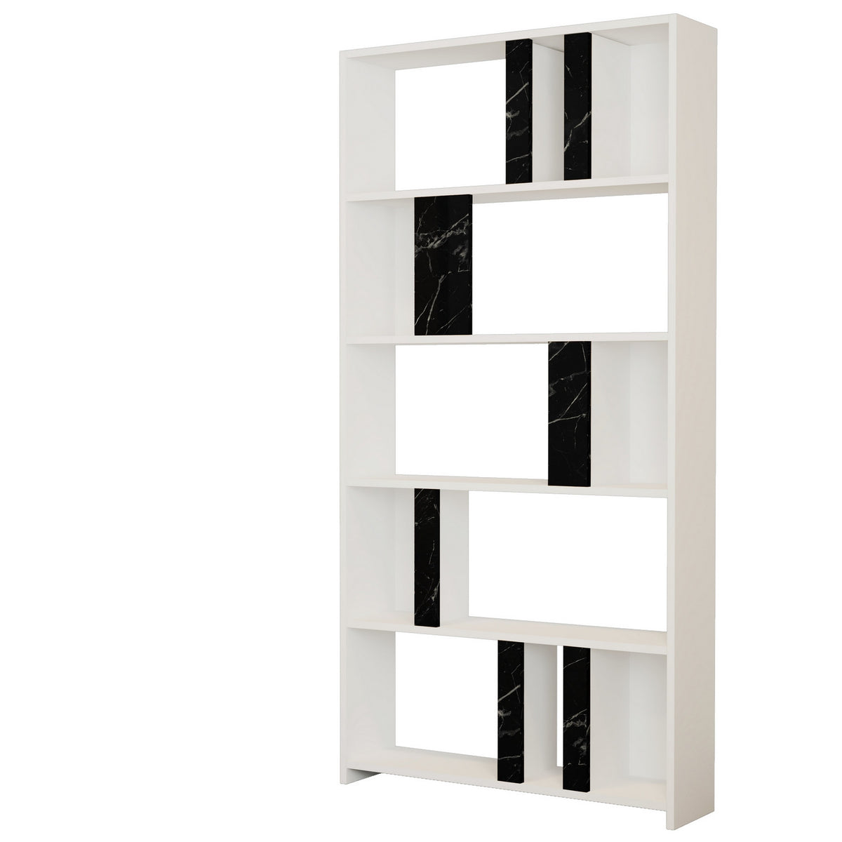 Polica za knjige, Lima - White, Black Marble
