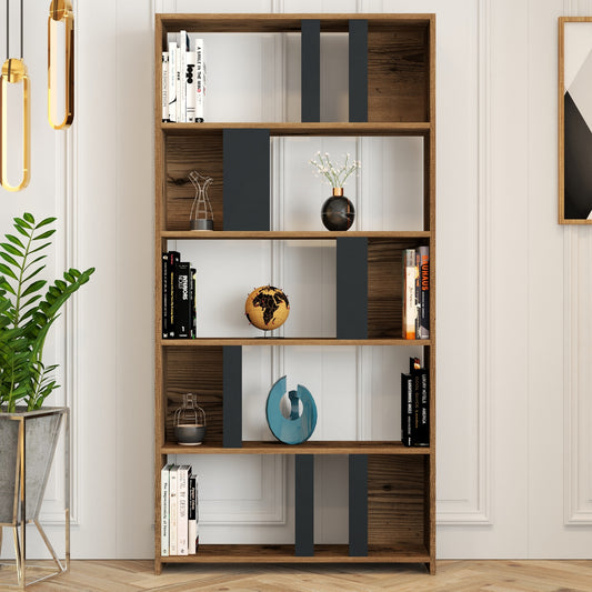 Polica za knjige, Lima - Walnut, Anthracite