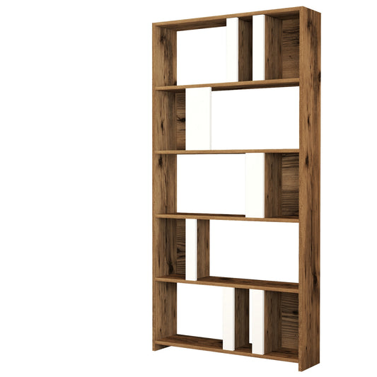 Polica za knjige, Lima - Walnut, White