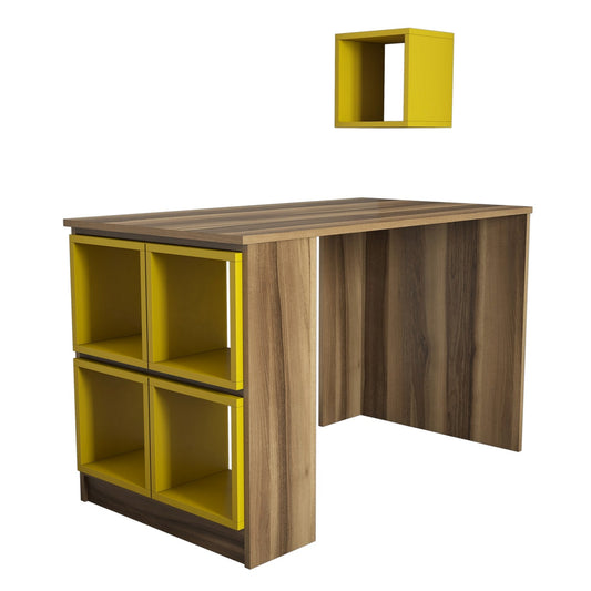 Studijski stol, Box - Walnut, Yellow