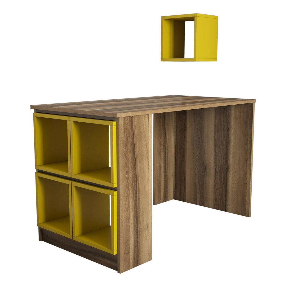 Studijski stol, Box - Walnut, Yellow