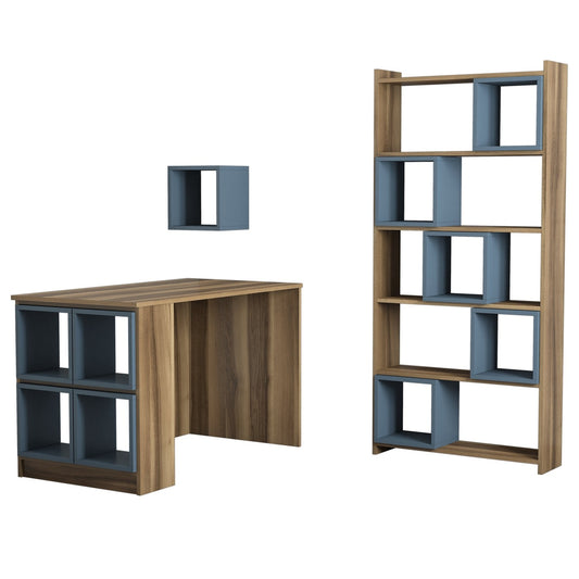 Studijski stol i policu za knjige, Box - Walnut, Chalcedony