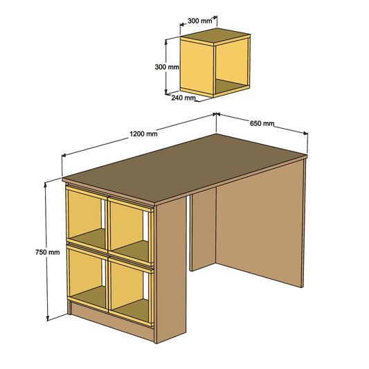 Studijski stol, Box - White, Yellow