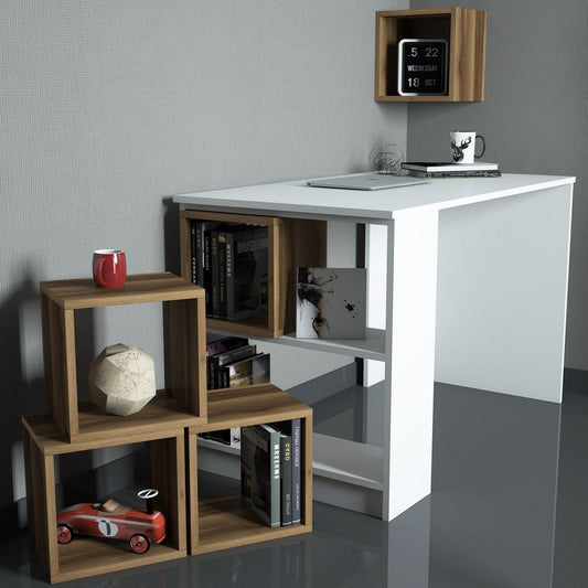 Studijski stol, Box - White, Walnut