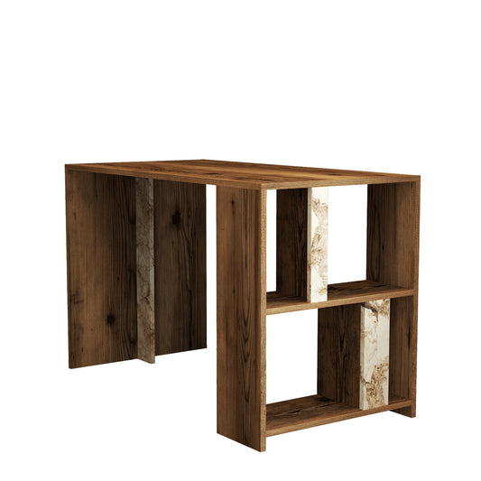 Studijski stol, Lima - Walnut, White Marble