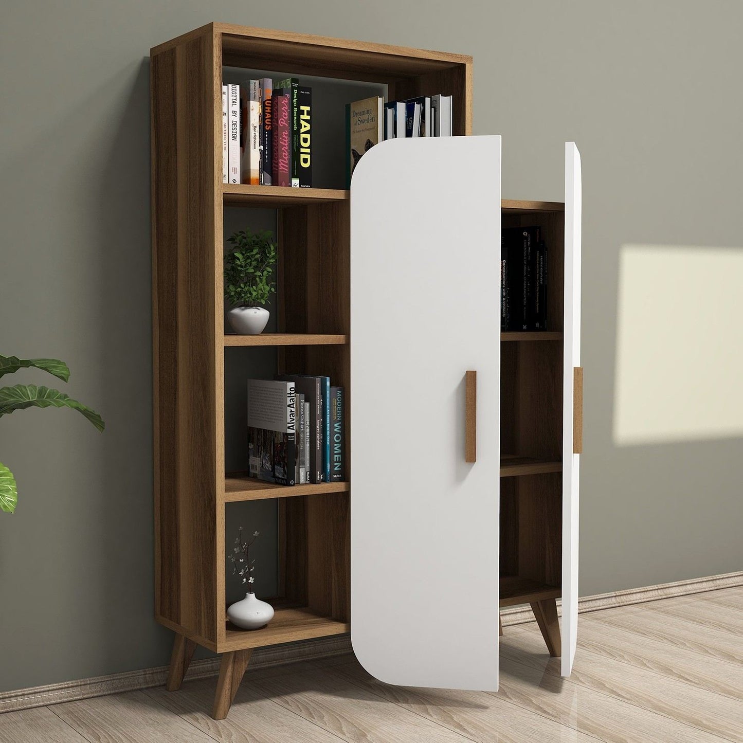 Polica FORM WALNUT, Form - Walnut, White