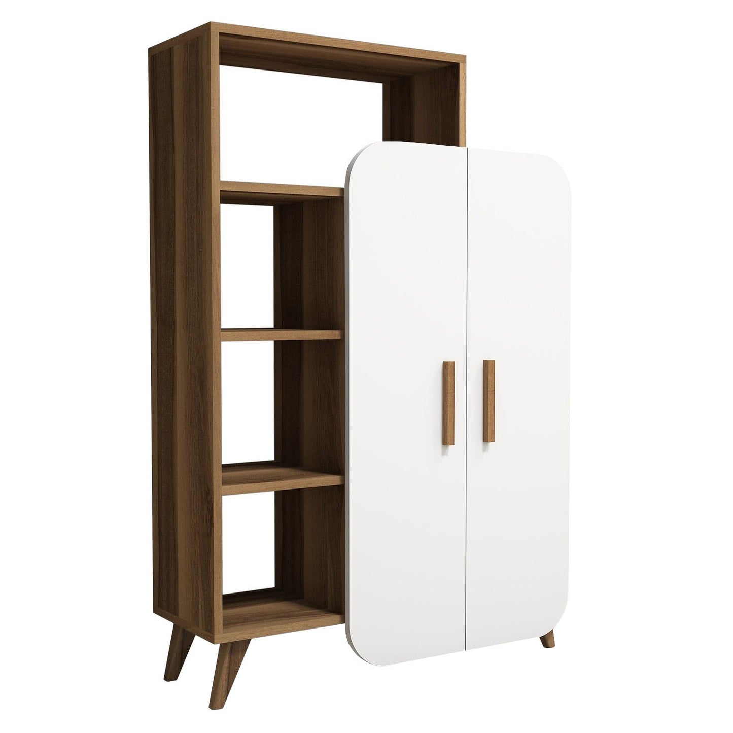 Polica FORM WALNUT, Form - Walnut, White
