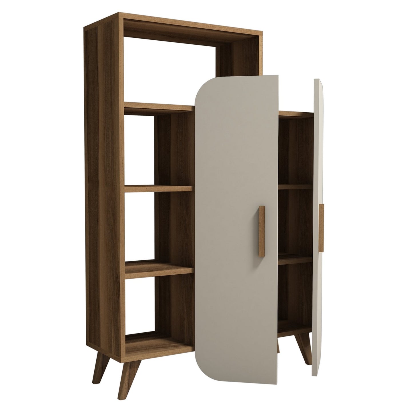 Polica za knjige, Form - Walnut, Cream