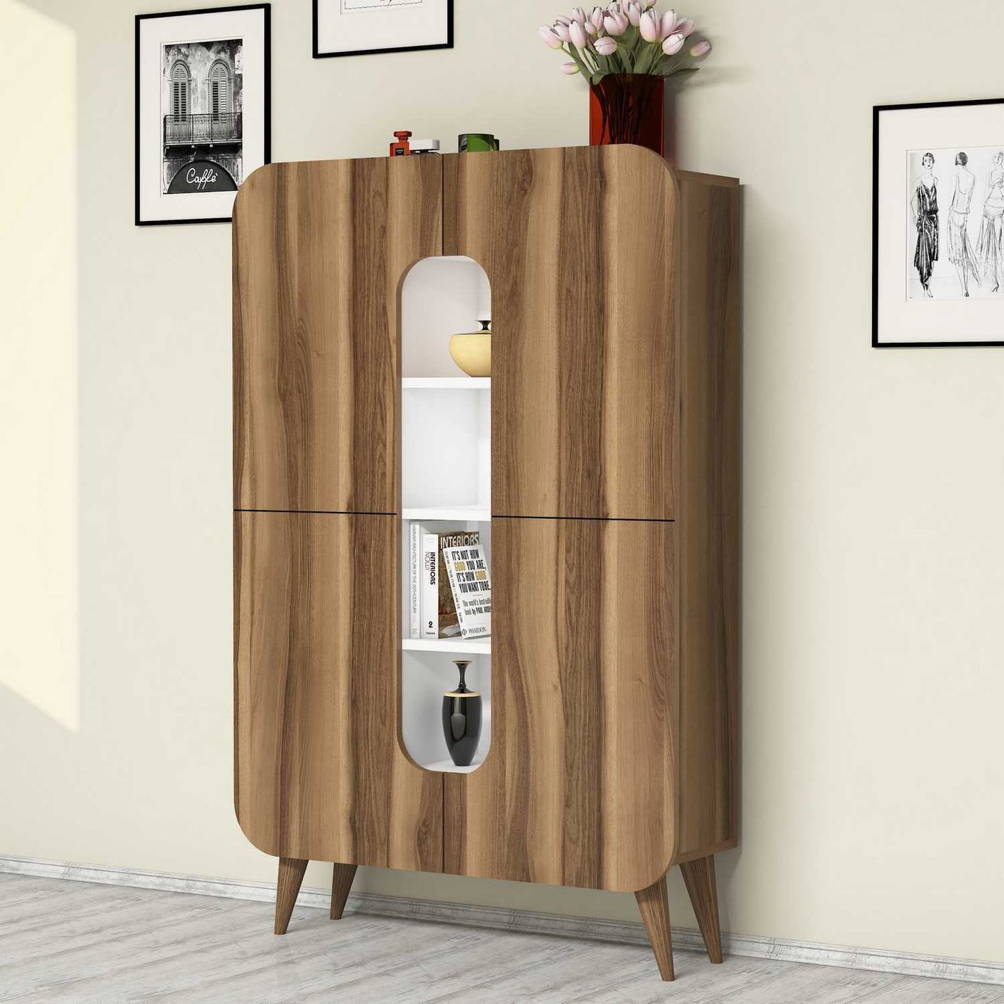Komoda s više namjena, Mine - Walnut, White