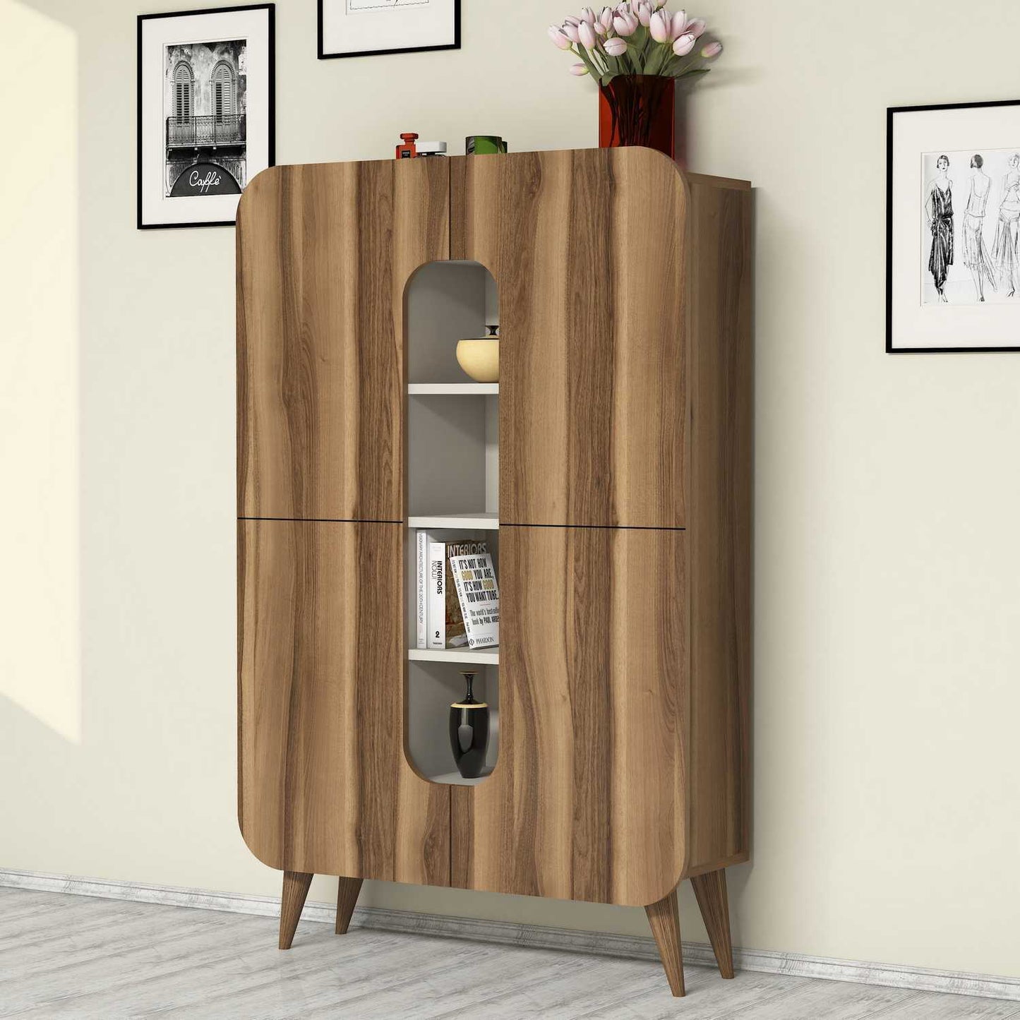 Komoda s više namjena, Mine - Walnut, Cream
