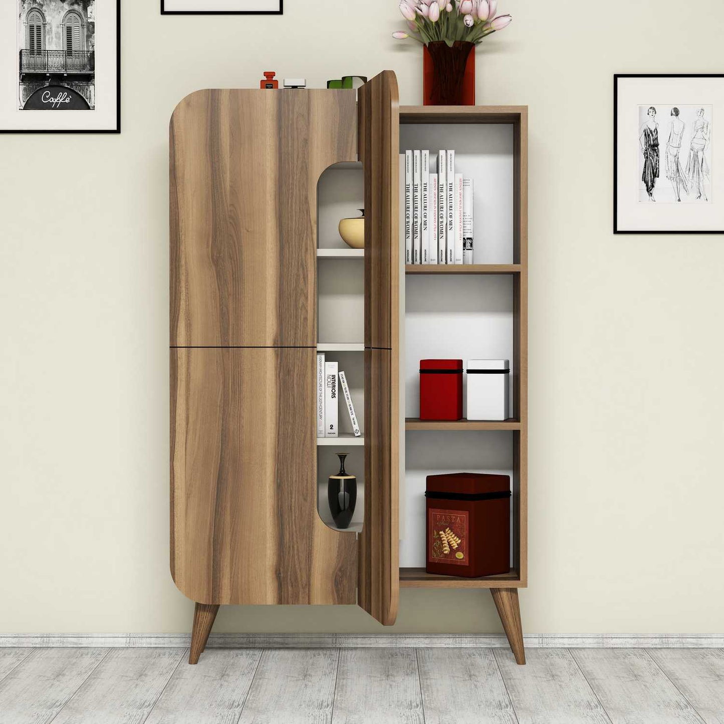 Komoda s više namjena, Mine - Walnut, Cream