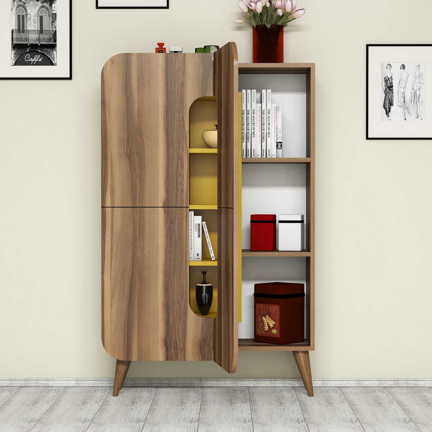 Komoda s više namjena, Mine - Walnut, Yellow