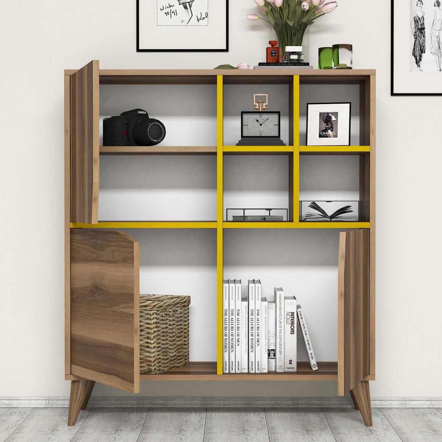 Komoda s više namjena, Pulse - Walnut, Yellow