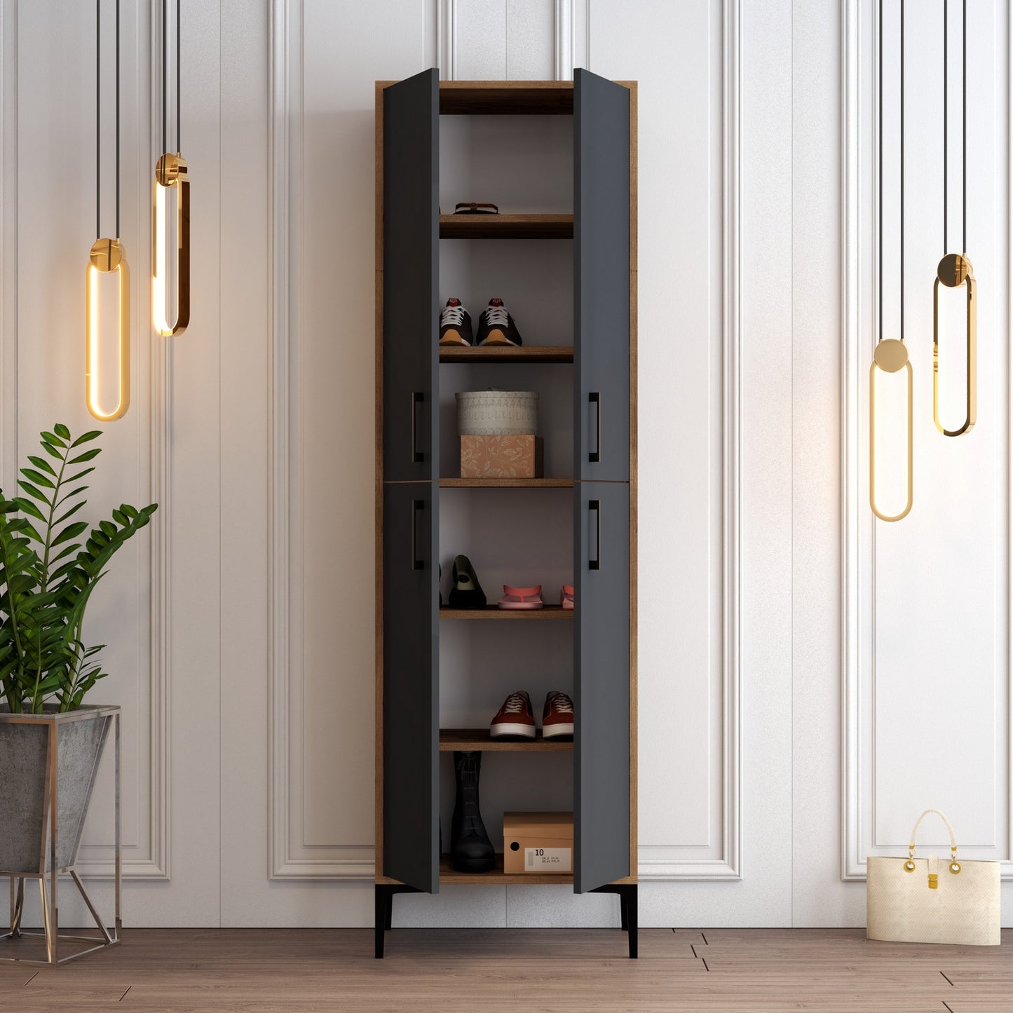Ormar za cipele, Berlin A - Walnut, Anthracite