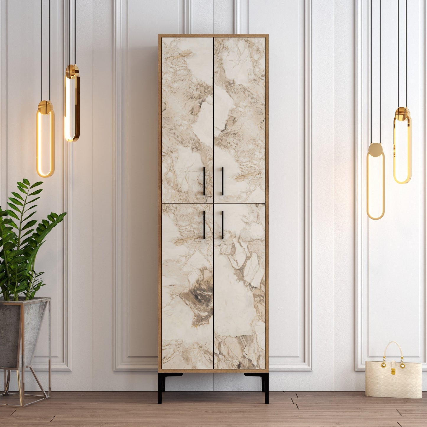 Ormar za cipele, Berlin A - Walnut, White Marble