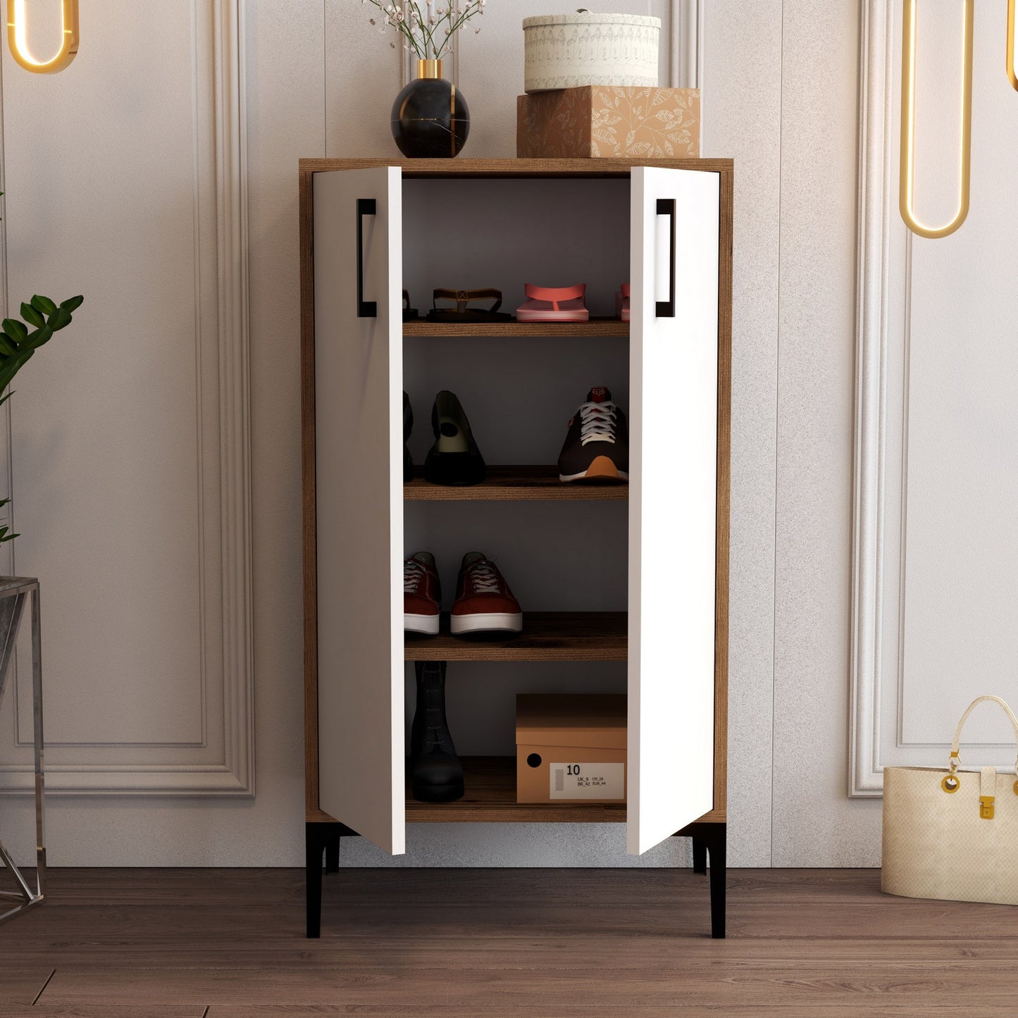 Ormar za cipele, Prag - Walnut, White