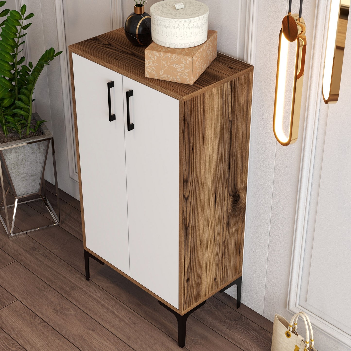 Ormar za cipele, Prag - Walnut, White