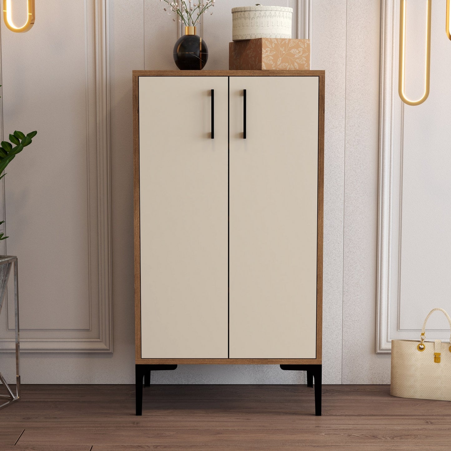 Ormar za cipele, Prag - Walnut, Cream