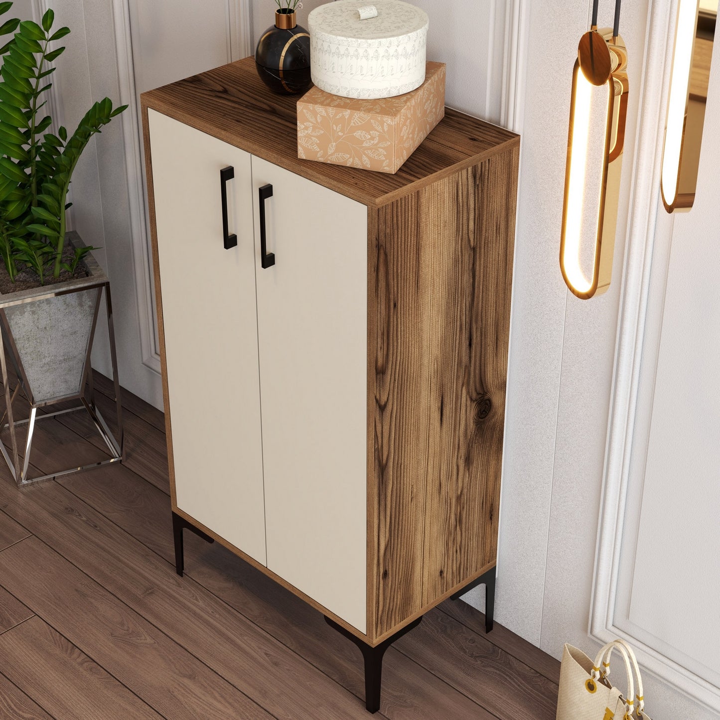 Ormar za cipele, Prag - Walnut, Cream