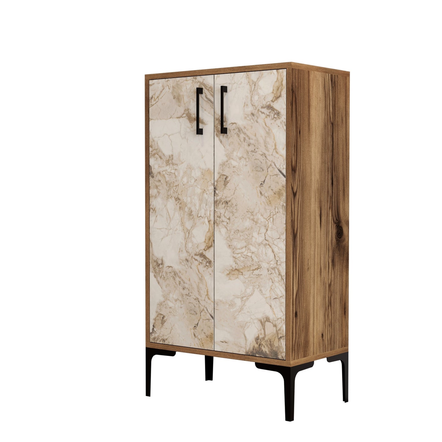 Ormar za cipele, Prag - Walnut, White Marble
