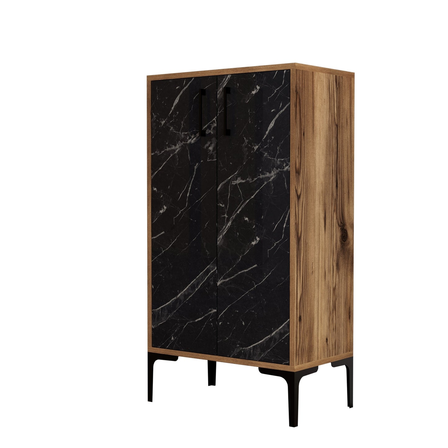 Ormar za cipele, Prag - Walnut, Black Marble