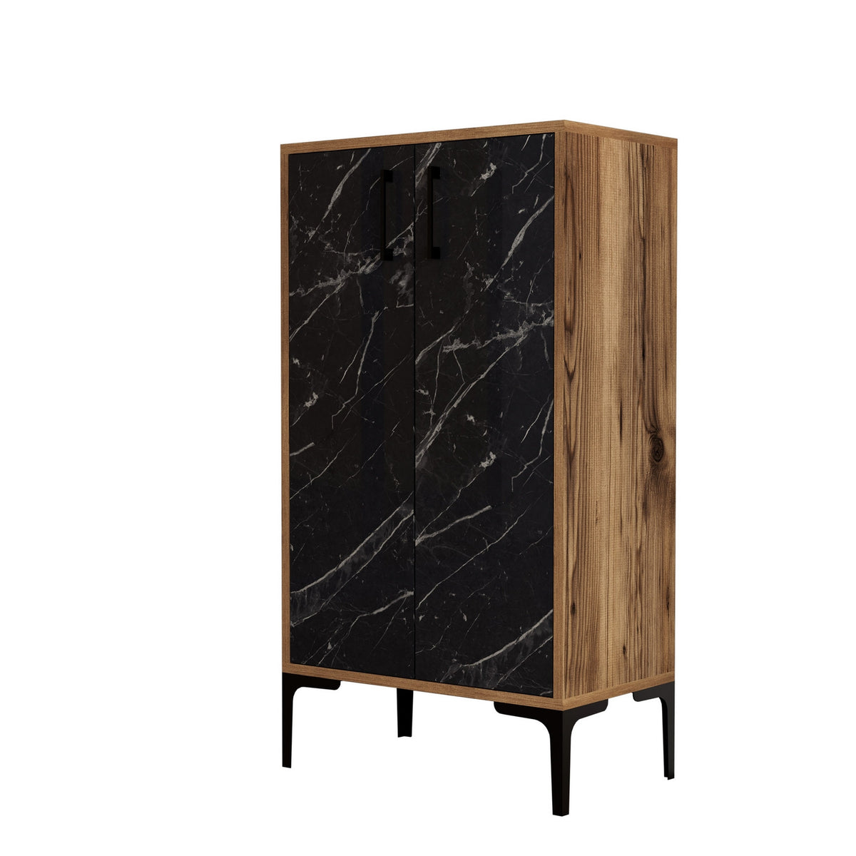 Ormar za cipele, Prag - Walnut, Black Marble