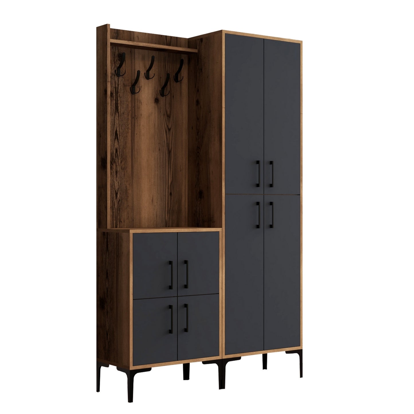 Ormar za predsoblje, Berlin BA - Walnut, Anthracite