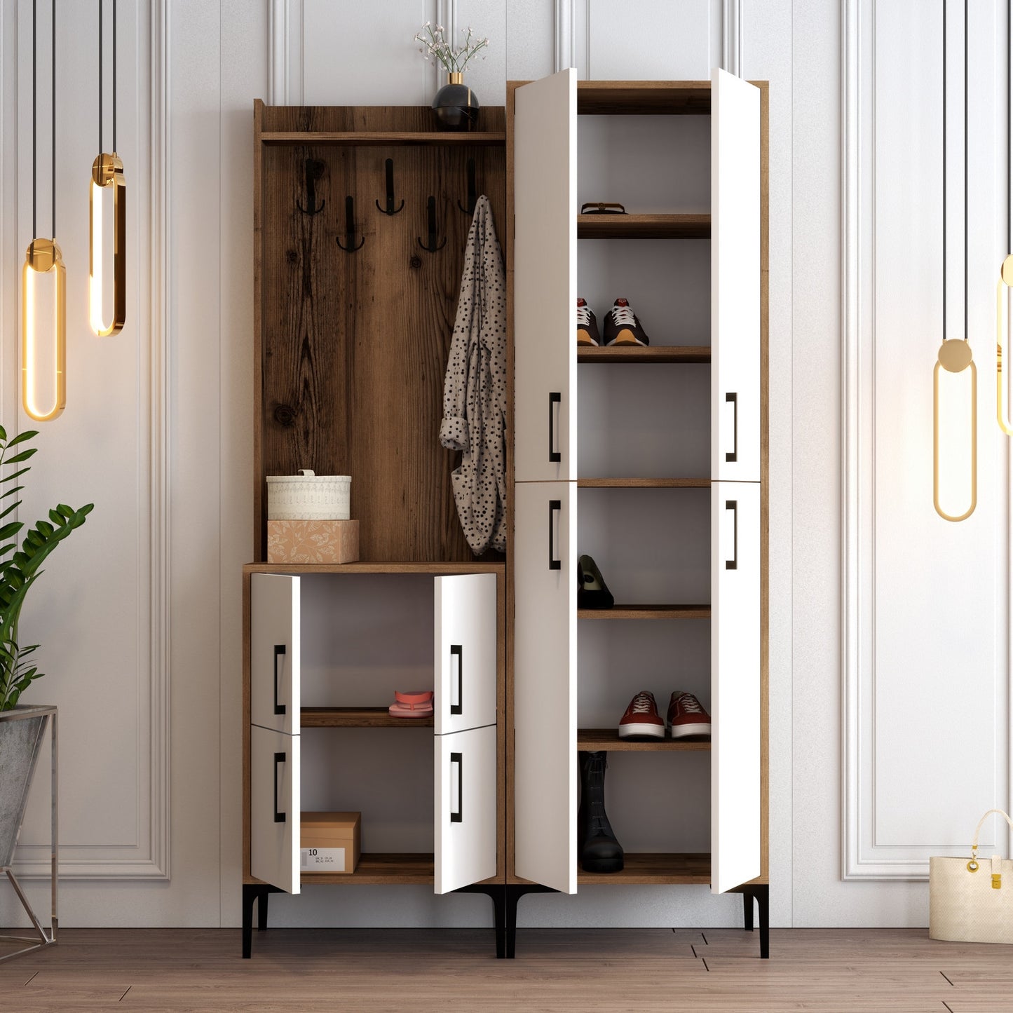 Ormar za predsoblje, Berlin BA - Walnut, White