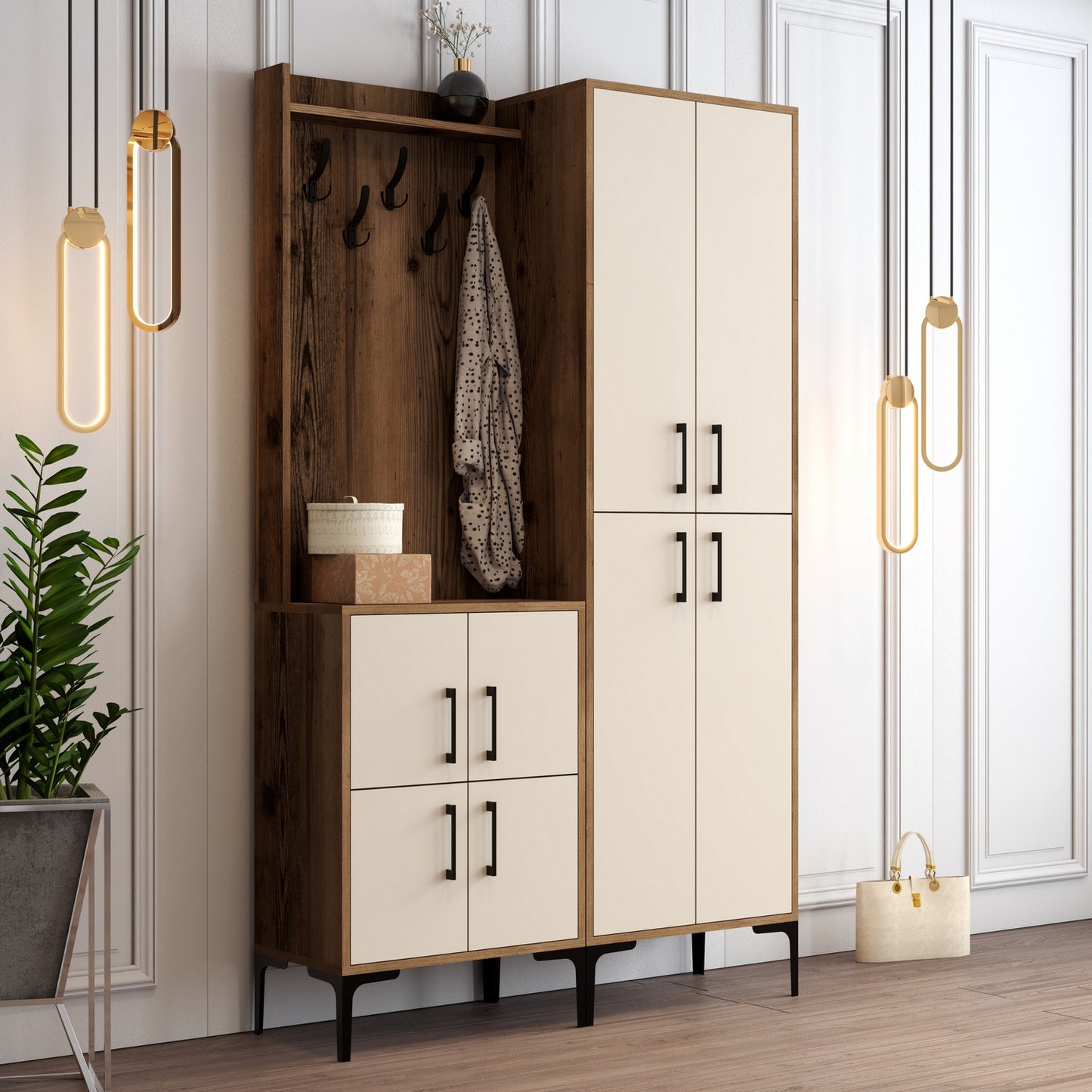 Ormar za predsoblje, Berlin BA - Walnut, Cream