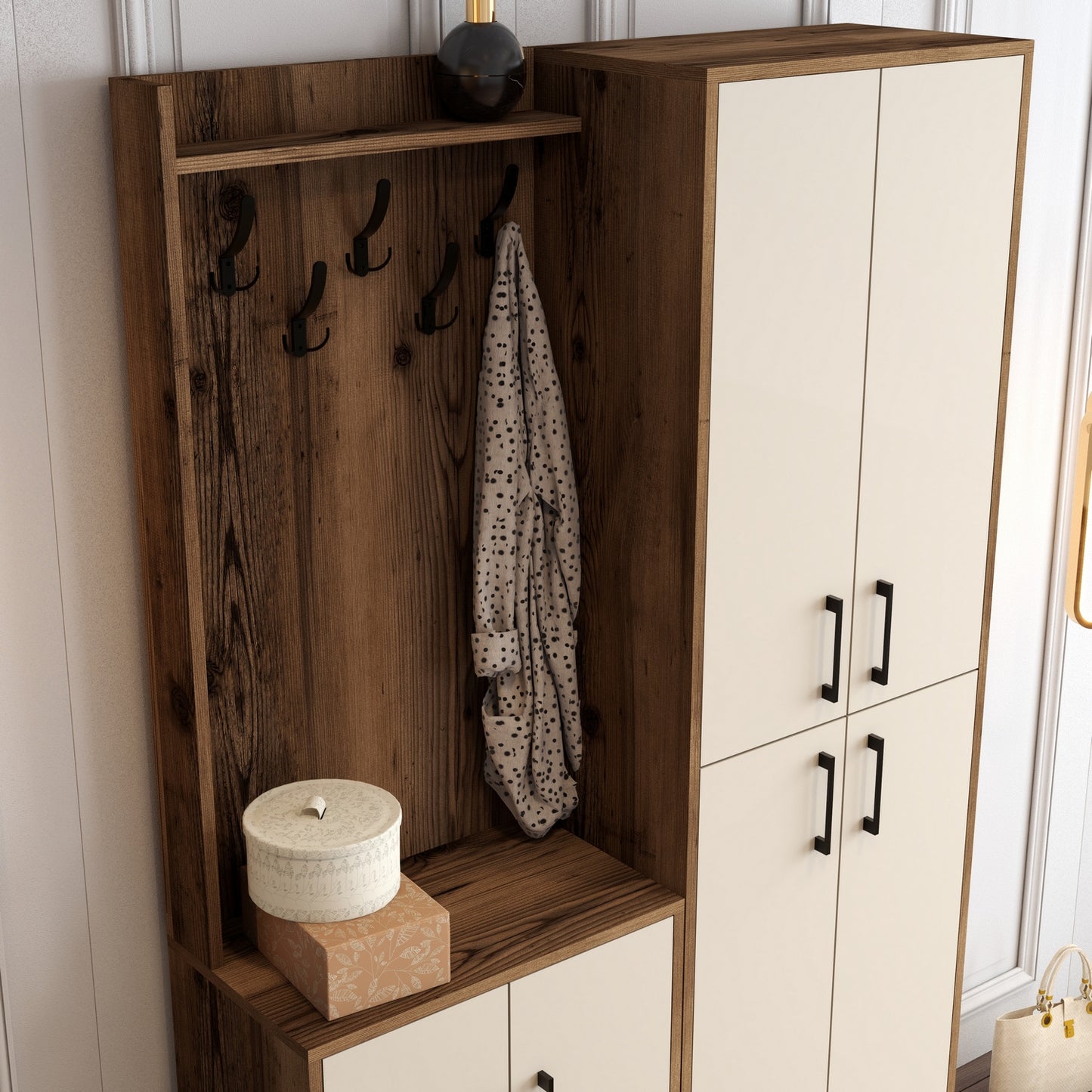 Ormar za predsoblje, Berlin BA - Walnut, Cream