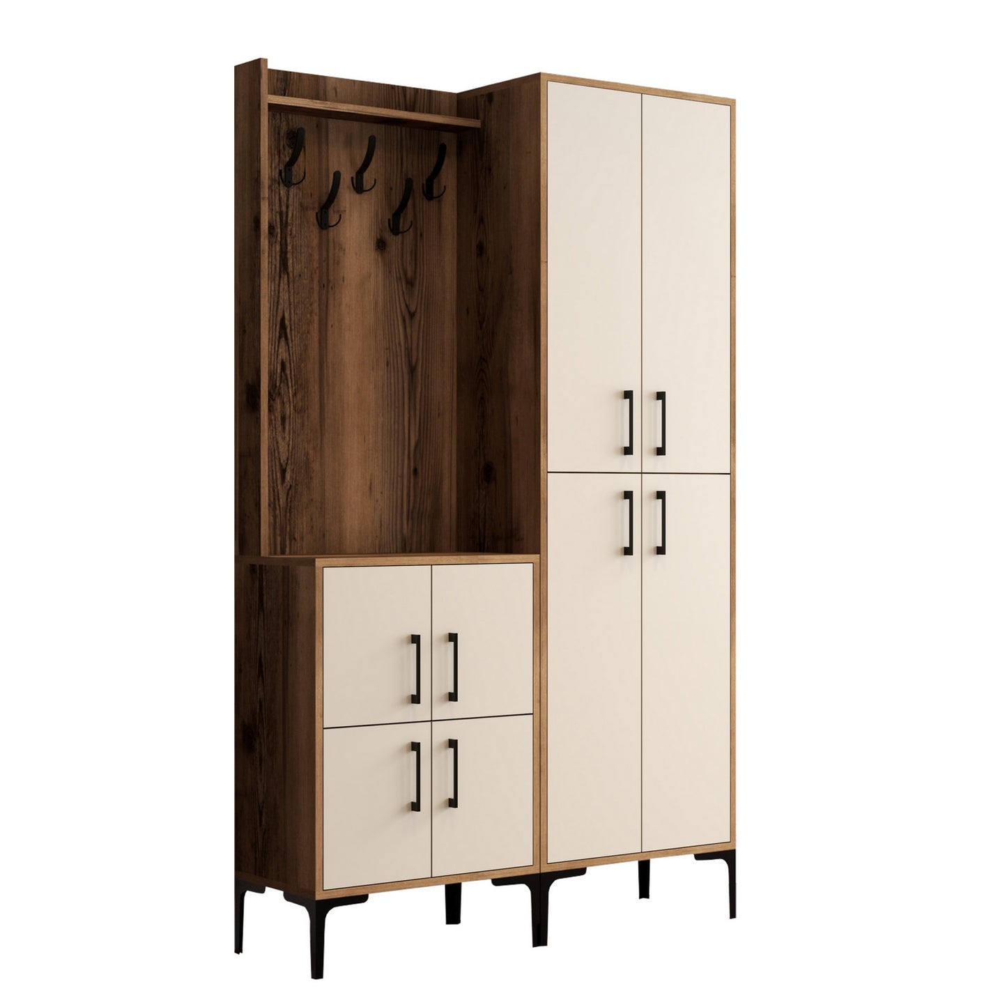Ormar za predsoblje, Berlin BA - Walnut, Cream